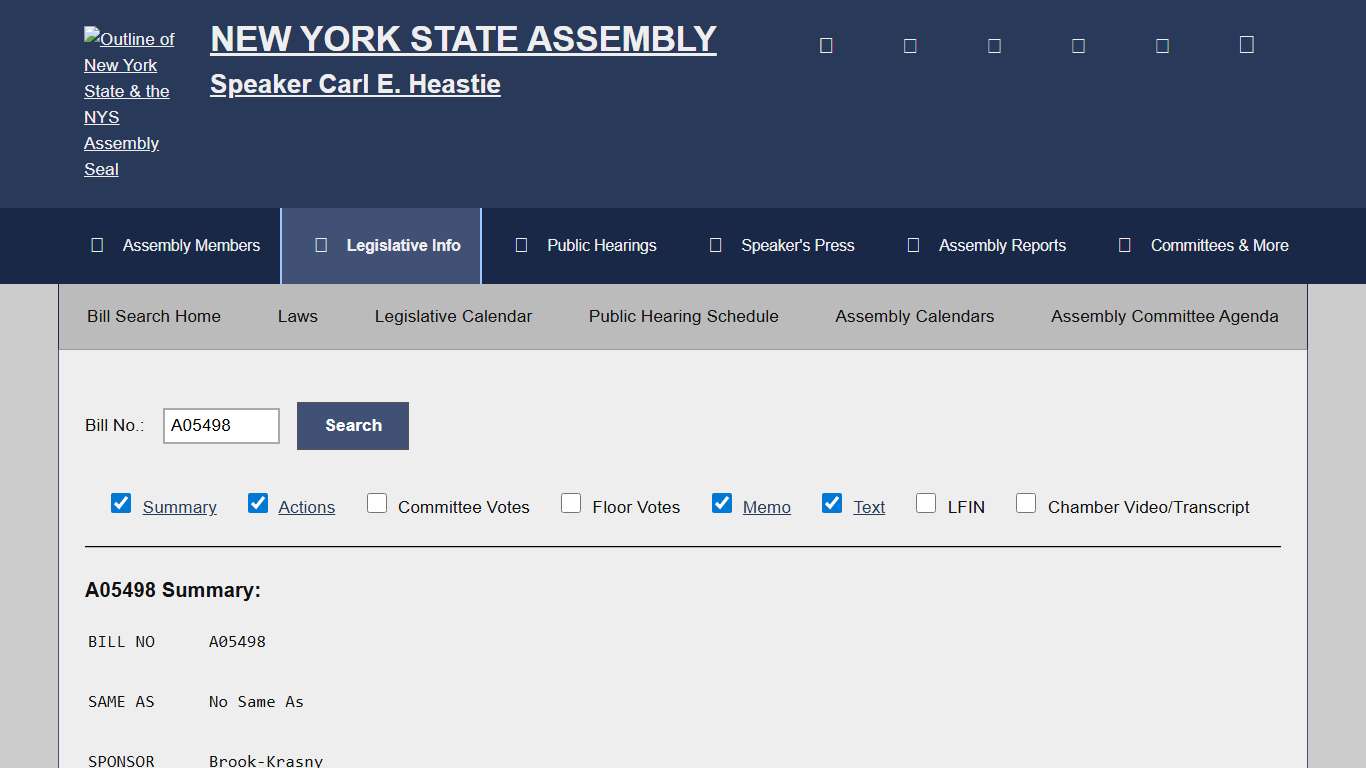 Bill Search and Legislative Information New York State Assembly